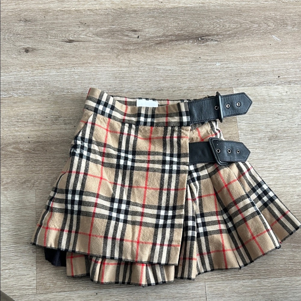 Burberry Tan and Black Plaid Mini Skirt